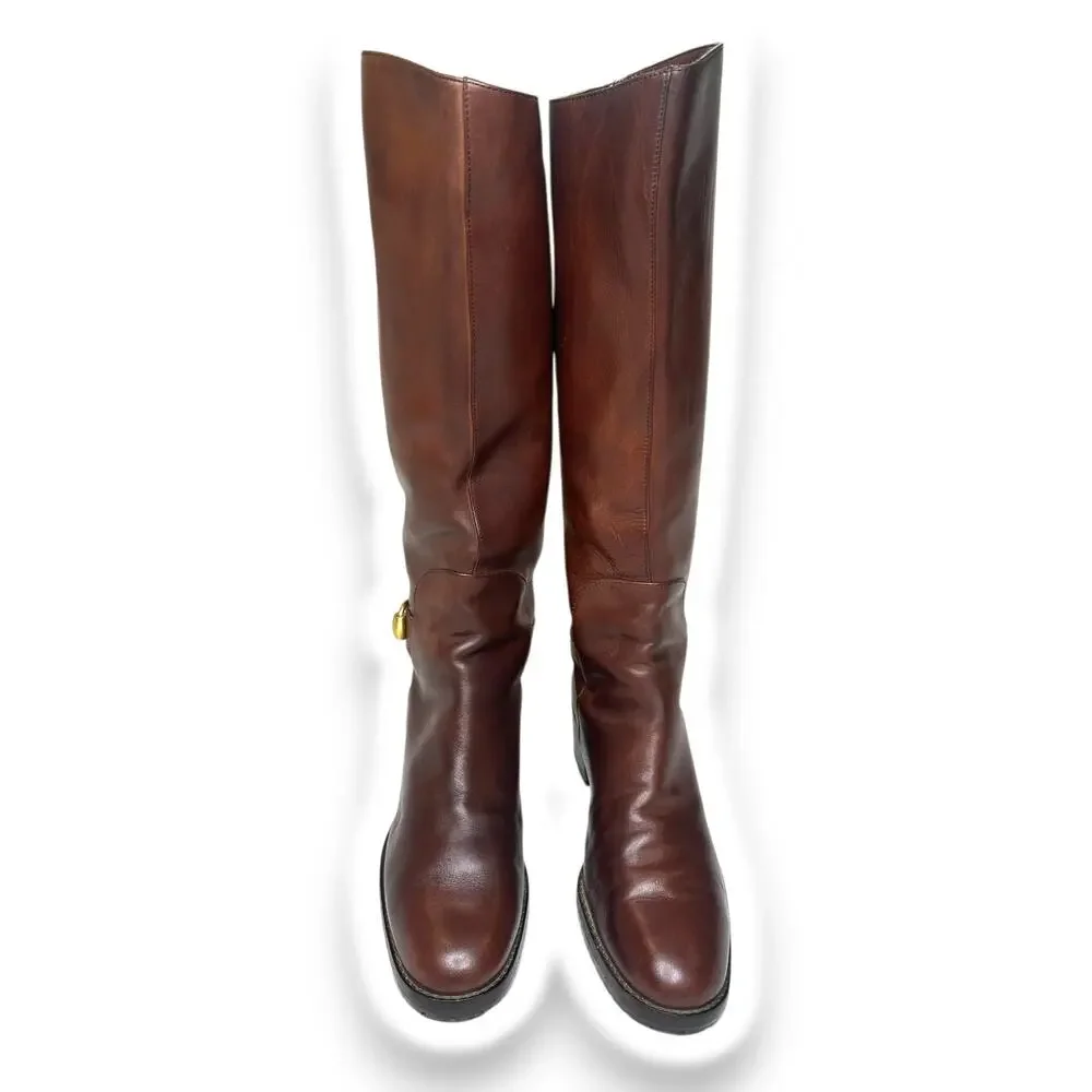 Gucci Knee High Horsebit buckle boots Brown with Block Heel size 36 Narrow